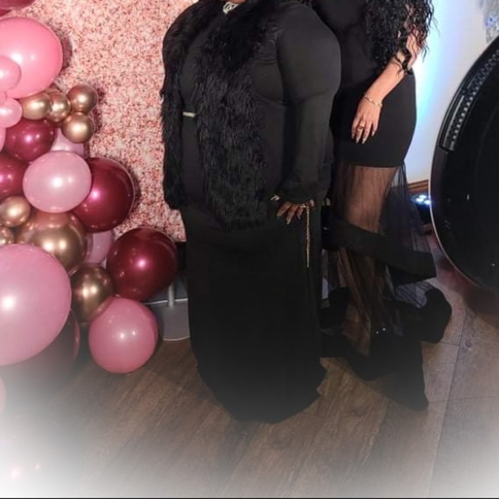 Black Floor length dress with Gold belts